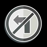 Icon No Left Turn. related to Road Sign symbol. glossy style. simple design editable. simple illustration vector