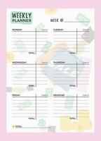 Weekly planner Template Ready for Print. Cute and simple colorful printable business organizer page.Cartoon planners. vector