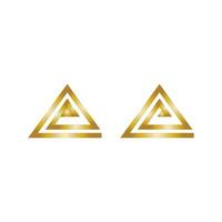two golden triangle logo icons isolated on white background vector