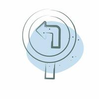 Icon Turn Left Ahead. related to Road Sign symbol. Color Spot Style. simple design editable. simple illustration vector