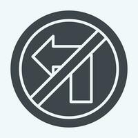 Icon No Left Turn. related to Road Sign symbol. glyph style. simple design editable. simple illustration vector