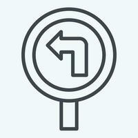 Icon Turn Left Ahead. related to Road Sign symbol. line style. simple design editable. simple illustration vector