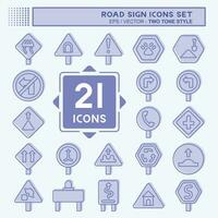 Icon Set Road Sign. related to Education symbol. two tone style. simple design editable. simple illustration vector