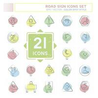 Icon Set Road Sign. related to Education symbol. Color Spot Style. simple design editable. simple illustration vector