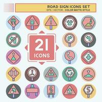 Icon Set Road Sign. related to Education symbol. color mate style. simple design editable. simple illustration vector