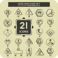 Icon Set Road Sign. related to Education symbol. hand drawn style. simple design editable. simple illustration vector