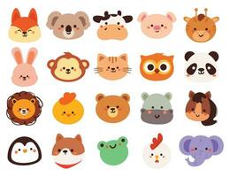 hand drawing cartoon animals collection sticker set. cute animal drawing, animal icon vector