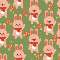 seamless pattern cartoon bunny with autumn vibes element. cute autumn wallpaper for holiday. design for fabric, flat design, gift wrap paper vector