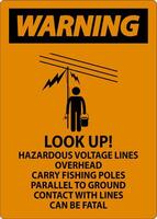 Warning Sign Look Up Hazardous Voltage Lines Overhead vector