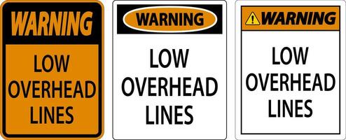 Warning Sign Low Overhead Lines vector