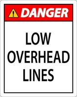 Danger Sign Low Overhead Lines vector