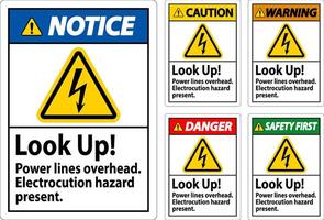 Caution Sign Look Up Power Lines Overhead, Serious Injury May Result vector