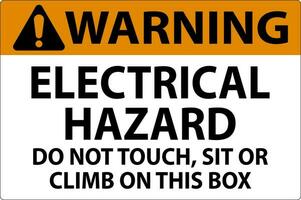 Warning Sign Electrical Hazard - Do Not Touch, Sit Or Climb On This Box vector
