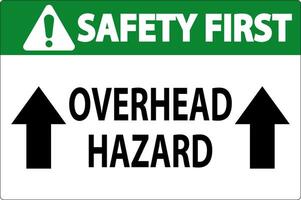 Safety First Sign Overhead Hazard vector