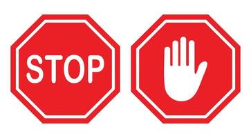 Vector stop sign red and white traffic