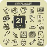 Icon Set Baseball. related to Sport symbol. hand drawn style. simple design editable. simple illustration vector