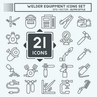 Icon Set Welder Equipment. related to Building Tool symbol. line style. simple design editable. simple illustration vector