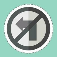 Sticker line cut No Left Turn. related to Road Sign symbol. simple design editable. simple illustration vector