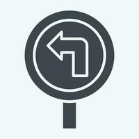 Icon Turn Left Ahead. related to Road Sign symbol. glyph style. simple design editable. simple illustration vector