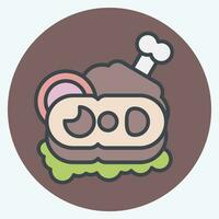 Icon Ham. related to Breakfast symbol. color mate style. simple design editable. simple illustration vector