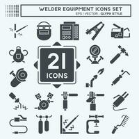 Icon Set Welder Equipment. related to Building Tool symbol. glyph style. simple design editable. simple illustration vector