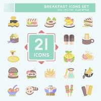 icono conjunto desayuno. relacionado a alimento, cena símbolo. plano estilo. sencillo diseño editable. sencillo ilustración vector