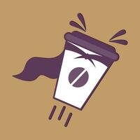 café. bandera para cafetería, restaurante, café Sueños tema. café taza icono en el línea estilo. vector ilustración en un marrón antecedentes