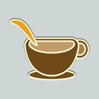 Coffee. Banner for cafe, restaurant, coffee dreams theme. coffee cup icon in the line style. vector illustration on a brown background