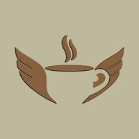 Coffee. Banner for cafe, restaurant, coffee dreams theme. coffee cup icon in the line style. vector illustration on a brown background