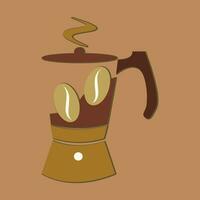 café. bandera para cafetería, restaurante, café Sueños tema. café taza icono en el línea estilo. vector ilustración en un marrón antecedentes