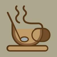 café. bandera para cafetería, restaurante, café Sueños tema. café taza icono en el línea estilo. vector ilustración en un marrón antecedentes