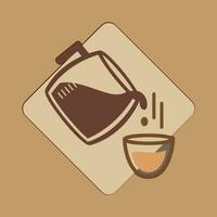 café. bandera para cafetería, restaurante, café Sueños tema. café taza icono en el línea estilo. vector ilustración en un marrón antecedentes