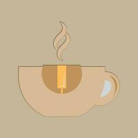 Coffee. Banner for cafe, restaurant, coffee dreams theme. coffee cup icon in the line style. vector illustration on a brown background