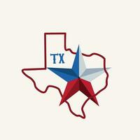 vector of texas map and star perfect for print, apparel design, etc