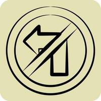 Icon No Left Turn. related to Road Sign symbol. hand drawn style. simple design editable. simple illustration vector