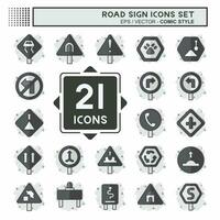 Icon Set Road Sign. related to Education symbol. comic style. simple design editable. simple illustration vector