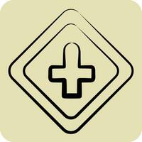 Icon Cross Roads Ahead. related to Road Sign symbol. hand drawn style. simple design editable. simple illustration vector