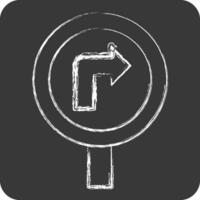 Icon Turn Right Ahead. related to Road Sign symbol. chalk Style. simple design editable. simple illustration vector