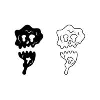 smoke skull illustration. line art, silhouette, simple and sketch style. used for halloween, decoration,  mascot, logo, symbol, sign, print, t shirt design, or coloring vector