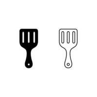 mínimo espátula icono. línea arte, silueta, simple, glifo y bosquejo estilo. usado para icono, cocinando, logo, símbolo, firmar, imprimir, web vector