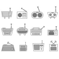 collection of minimal radio icon. line, simple, and sketch style. used for icon, logo, symbol, sign, print and web vector