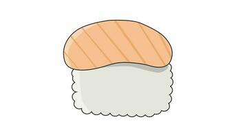 animated video of forming sushi on a white background