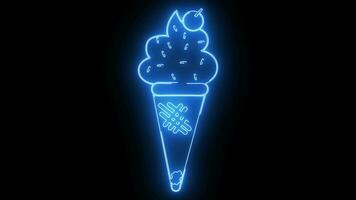 Animé la glace crème logo avec embrasé néon lignes video