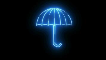 Animated video in the shape of an umbrella with lines lit up with a neon effect