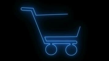 animated trolley cart logo with glowing neon lines video