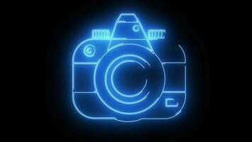 camera animatie met gloeiend neon lijnen video