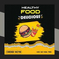 social media post design vector template food