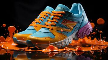 Elegant full color running sports shoes ai photo