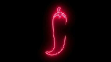 animiert Chili Pfeffer Logo mit glühend Neon- Linien video