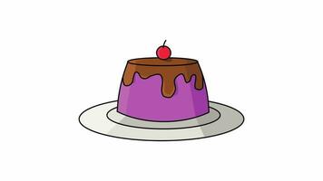 animated video of forming pudding on a white background